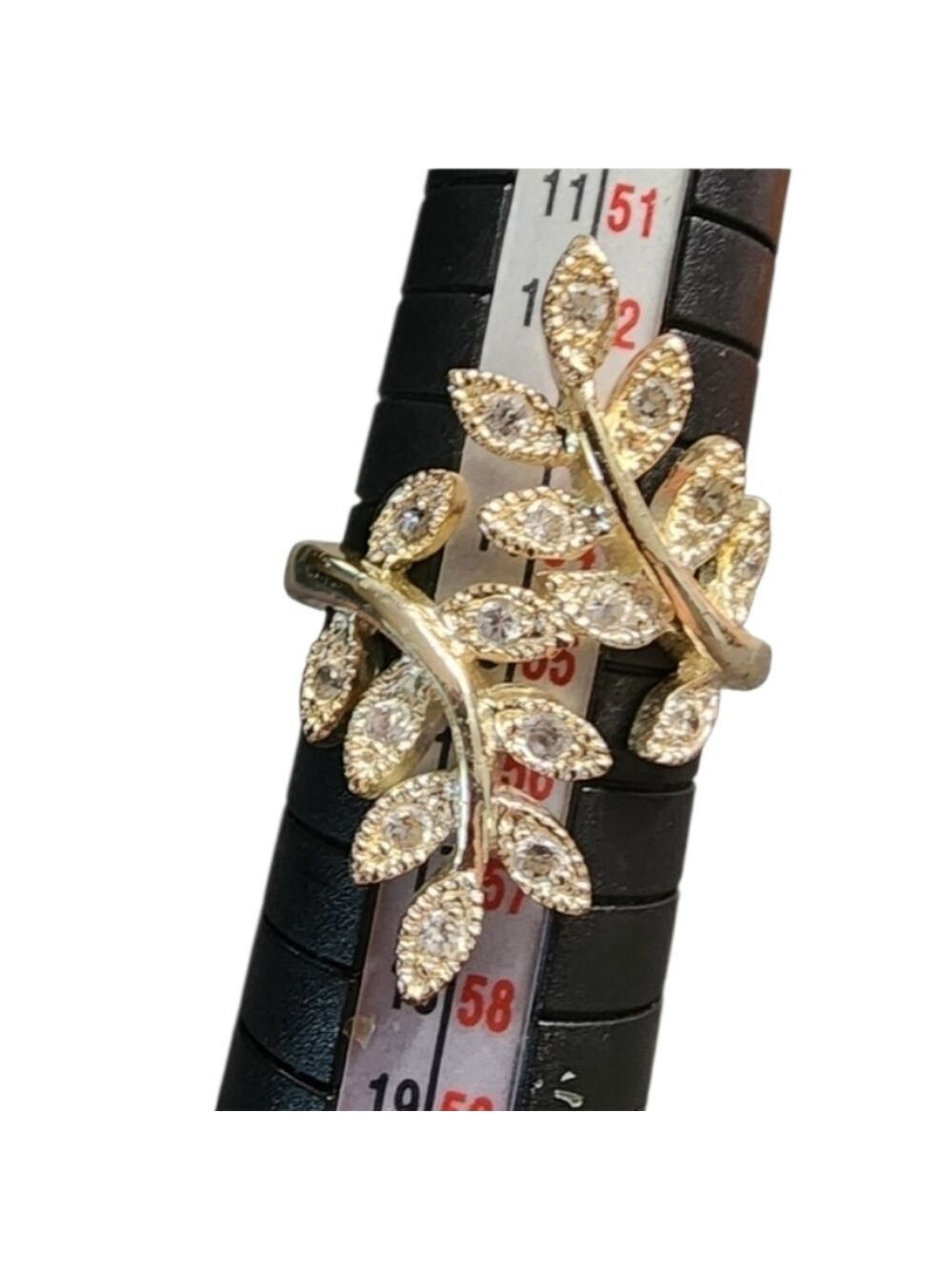 💥4 For $20💥Gold Leaf Design Women's Ring with Rhinestones
